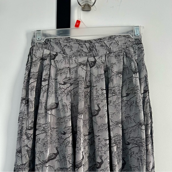 Vintage Silver Peacock Print Maxi Skirt - Picture 2 of 5